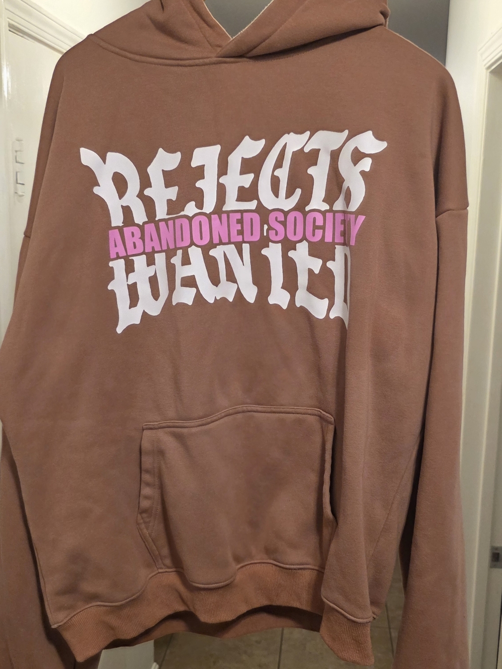 Abandoned Society Men's Brown Graphic Hoodie - "Rejects" Print